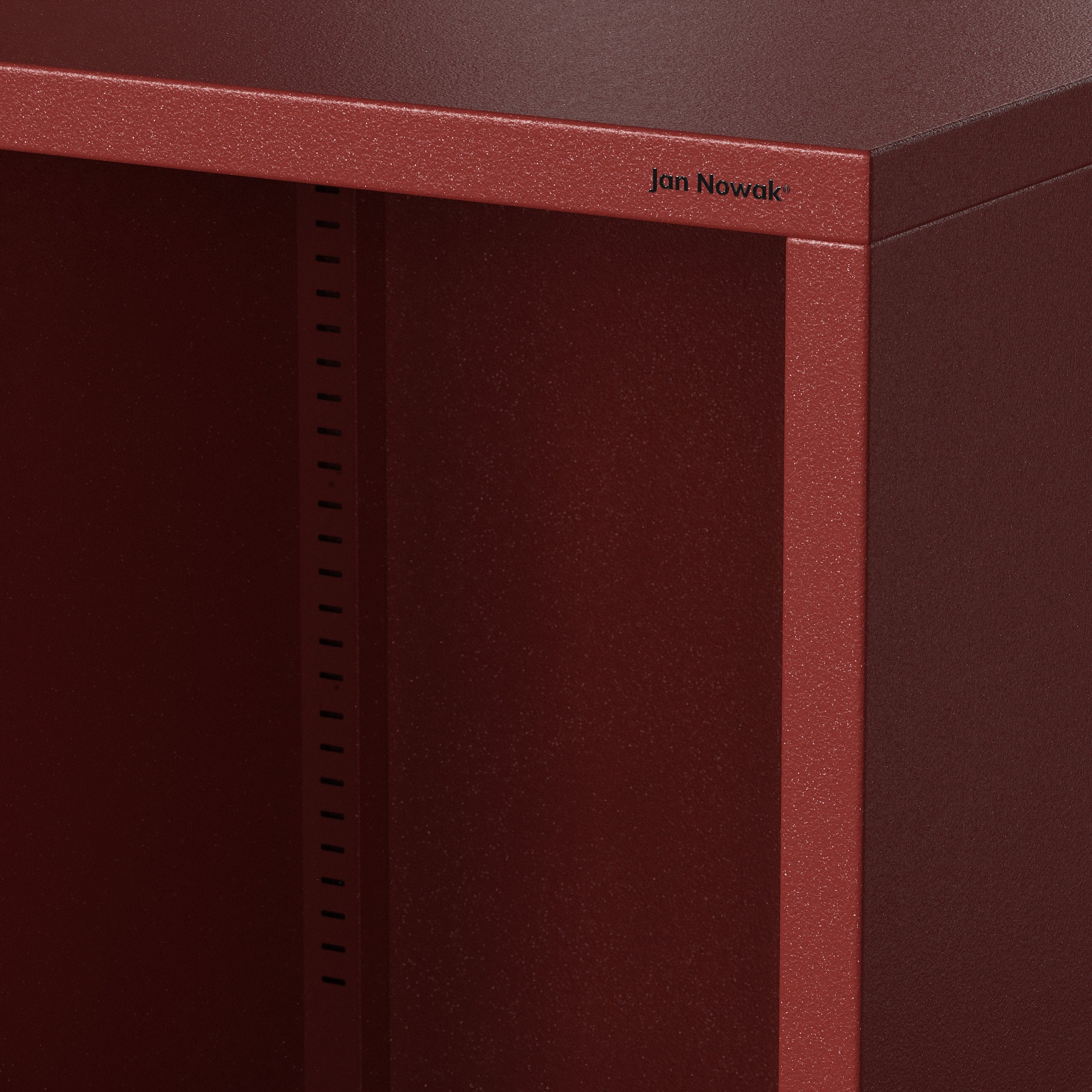 Estantería baja de metal – LUCA | Mueble de almacenamiento infantil, salón, estilo industrial, pequeña biblioteca | 100 × 90 × 35 cm | Roja - 5