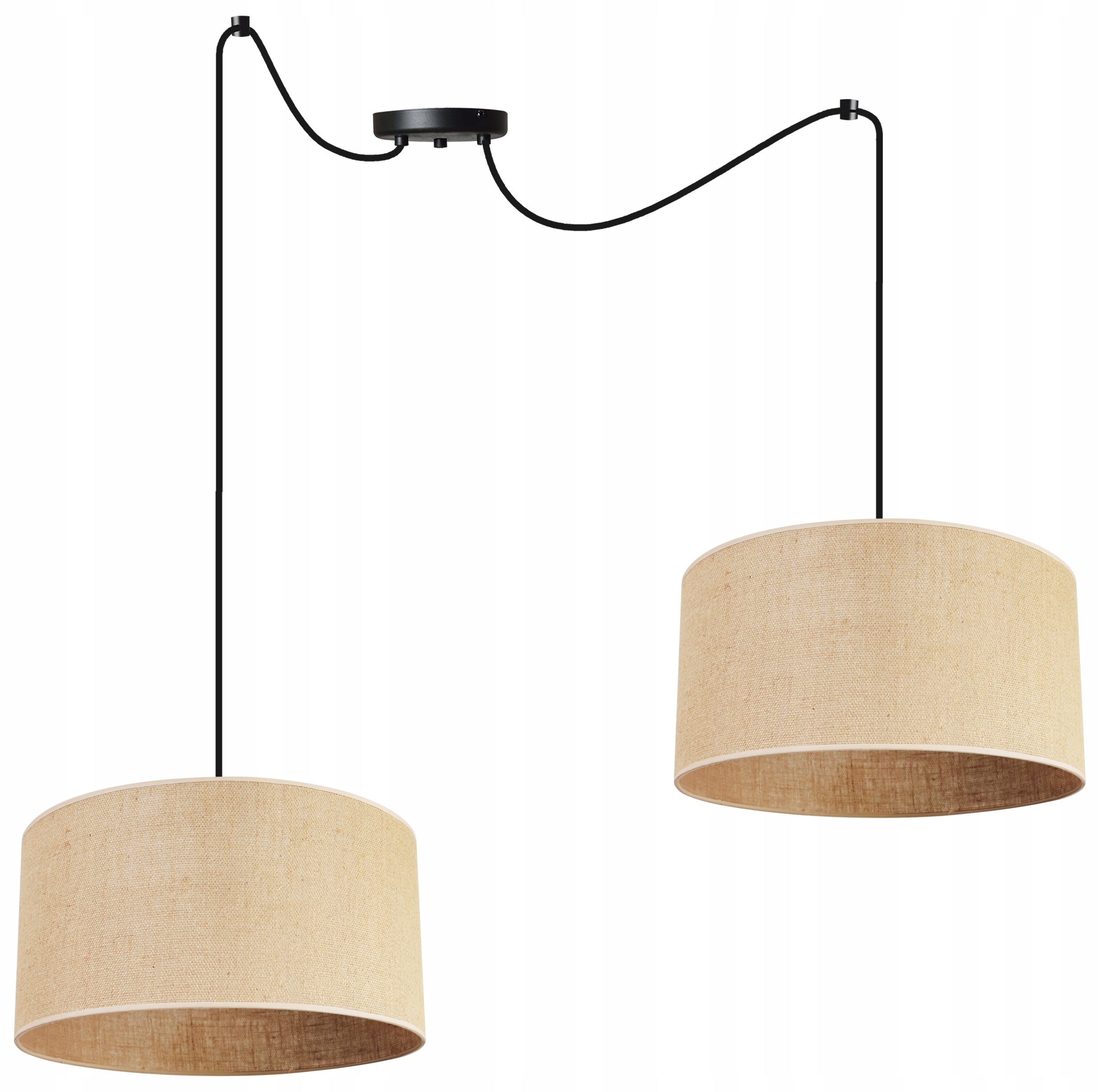 Lampa sufitowa wisząca Spider Juta modern 2xE27 abażur walec beżowy Light Home LH