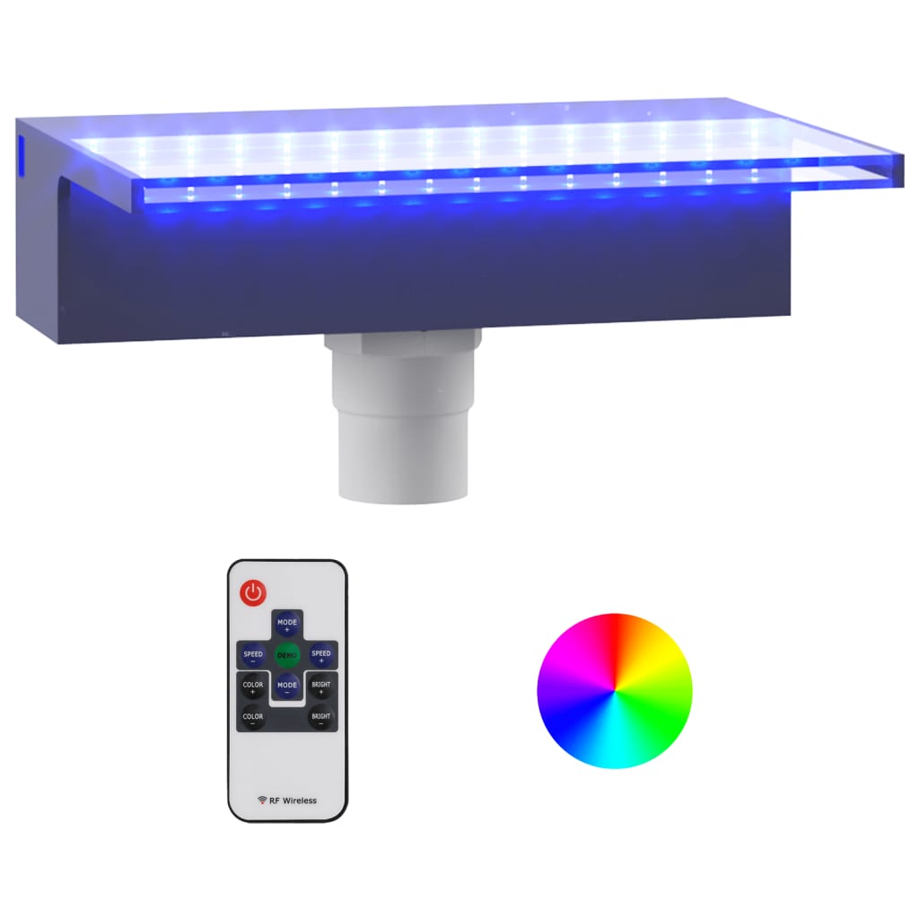 Sfioratore A Cascata VidaXL Con LED RGB - Acrilico 60 Cm Per Laghetti E Piscine - Foto 3