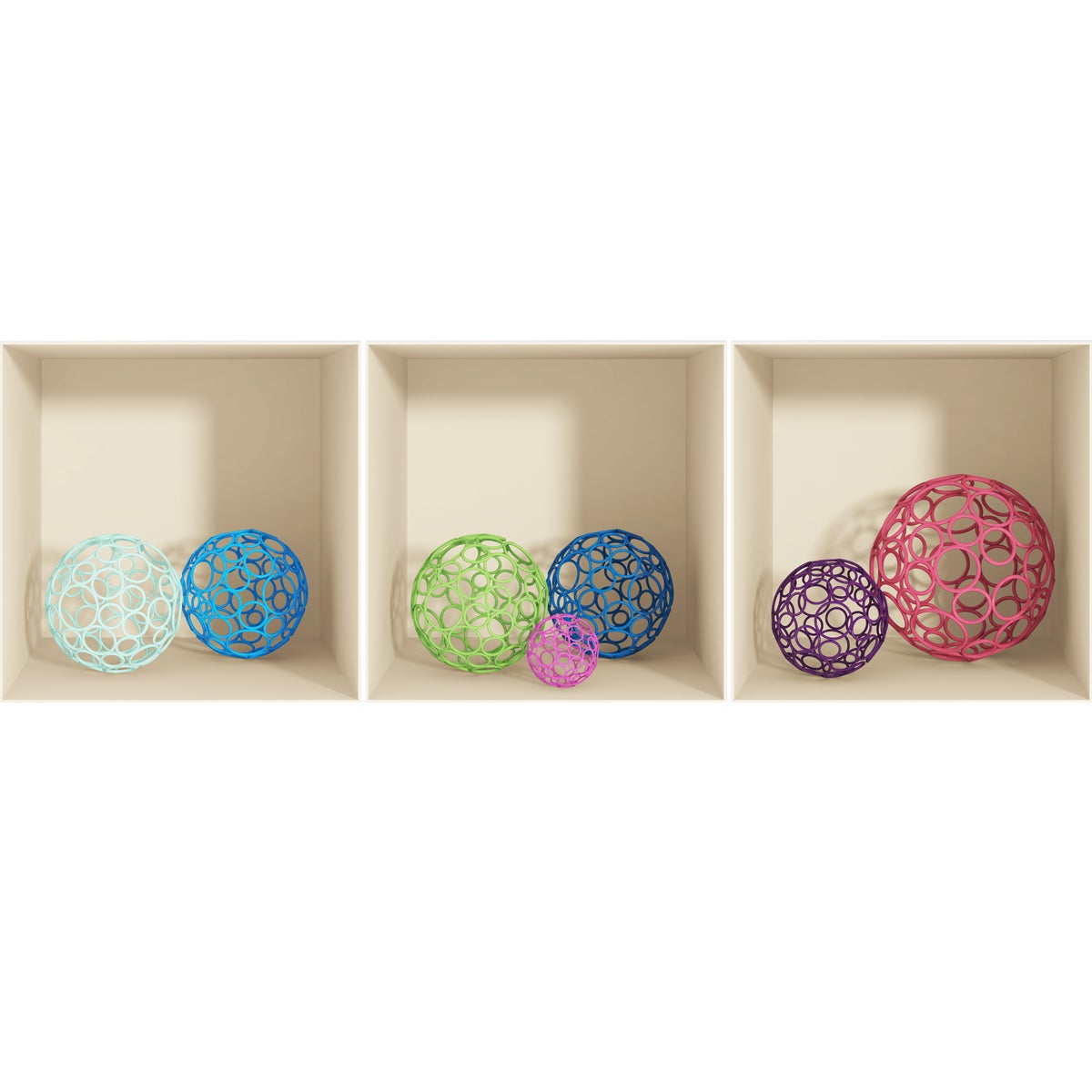 Adesivo effetto 3D sfere design - Sticker adesivo - adesivi murali - 30x90cm - 3