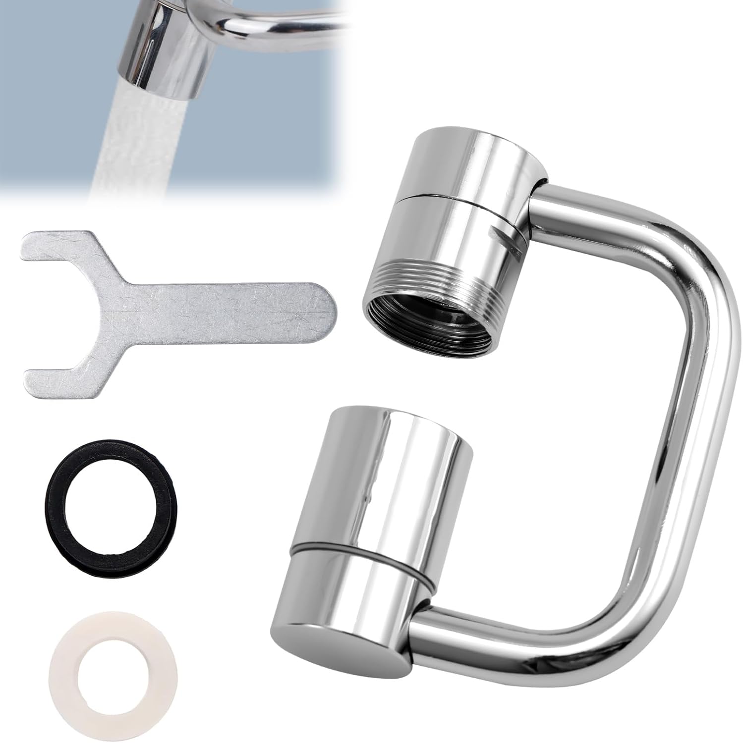 Aerator reglabil pentru baterie de lavoar, extensie rotativă universală, formă de washlette, moduri reglabile, Flexiflow, extensie de cioc rotativă