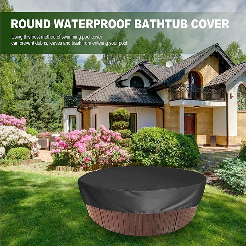 Couverture imperméable pour spa extérieur Couverture anti-poussière pour bain thermal 200 x 30 cm Noir - 2