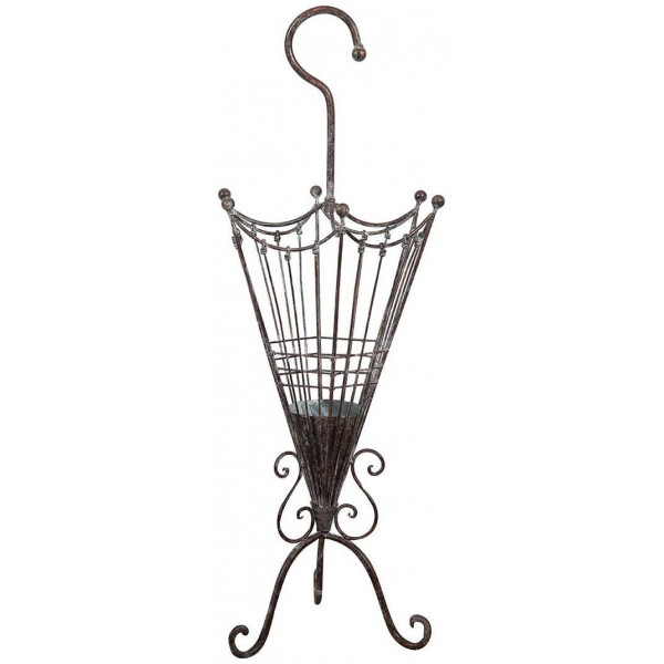 Biscottini paraguero - hierro forjado acabado antiguo - exterior - accesorios entrada - almacenaje - soporte - estilo vintage - 32x32x83cm