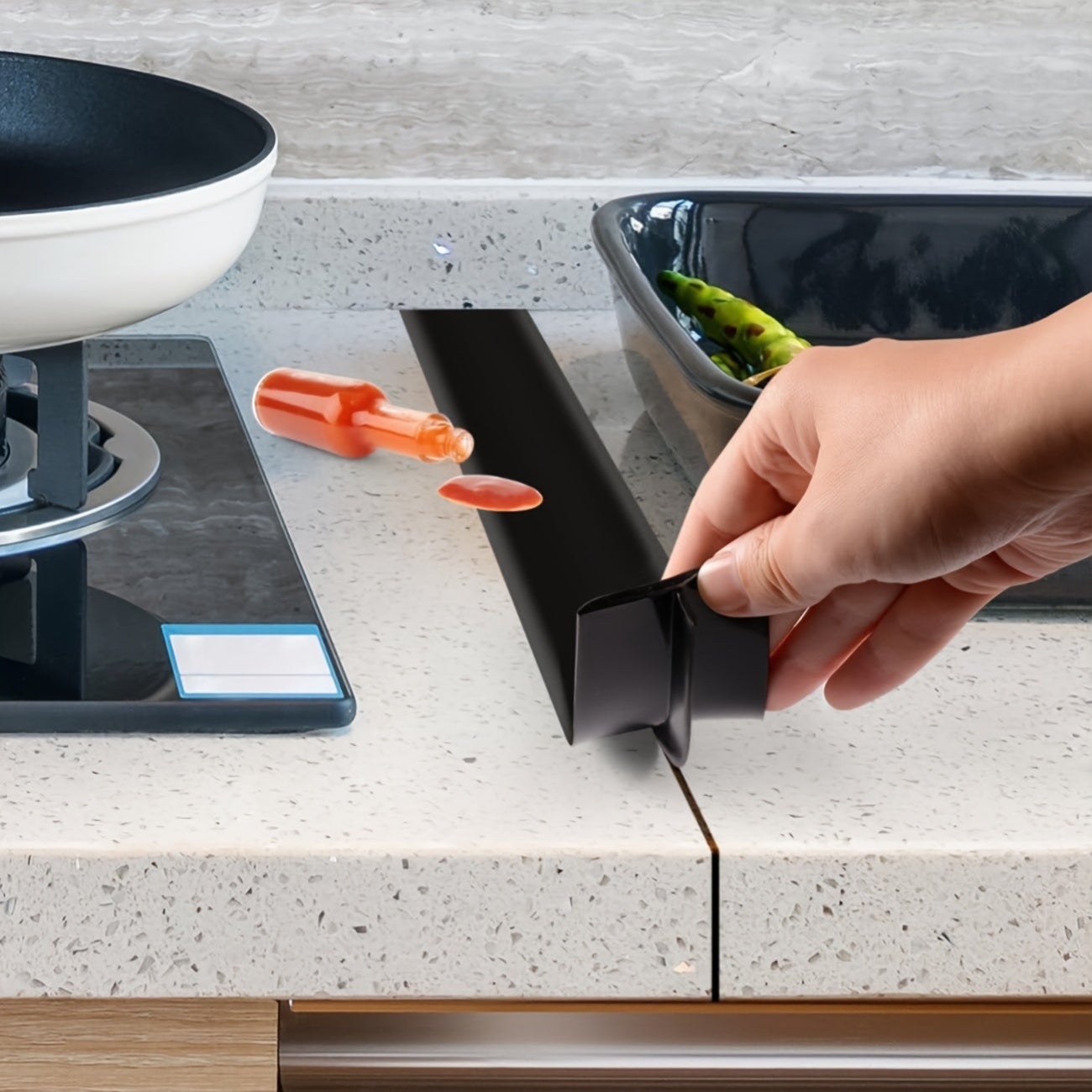 Coprifessura Per Piano Cottura In Acciaio Inox OTIIPOR – Regolabile Da 35 A 70 Cm – Protezione Resistente Al Calore Per Cucina