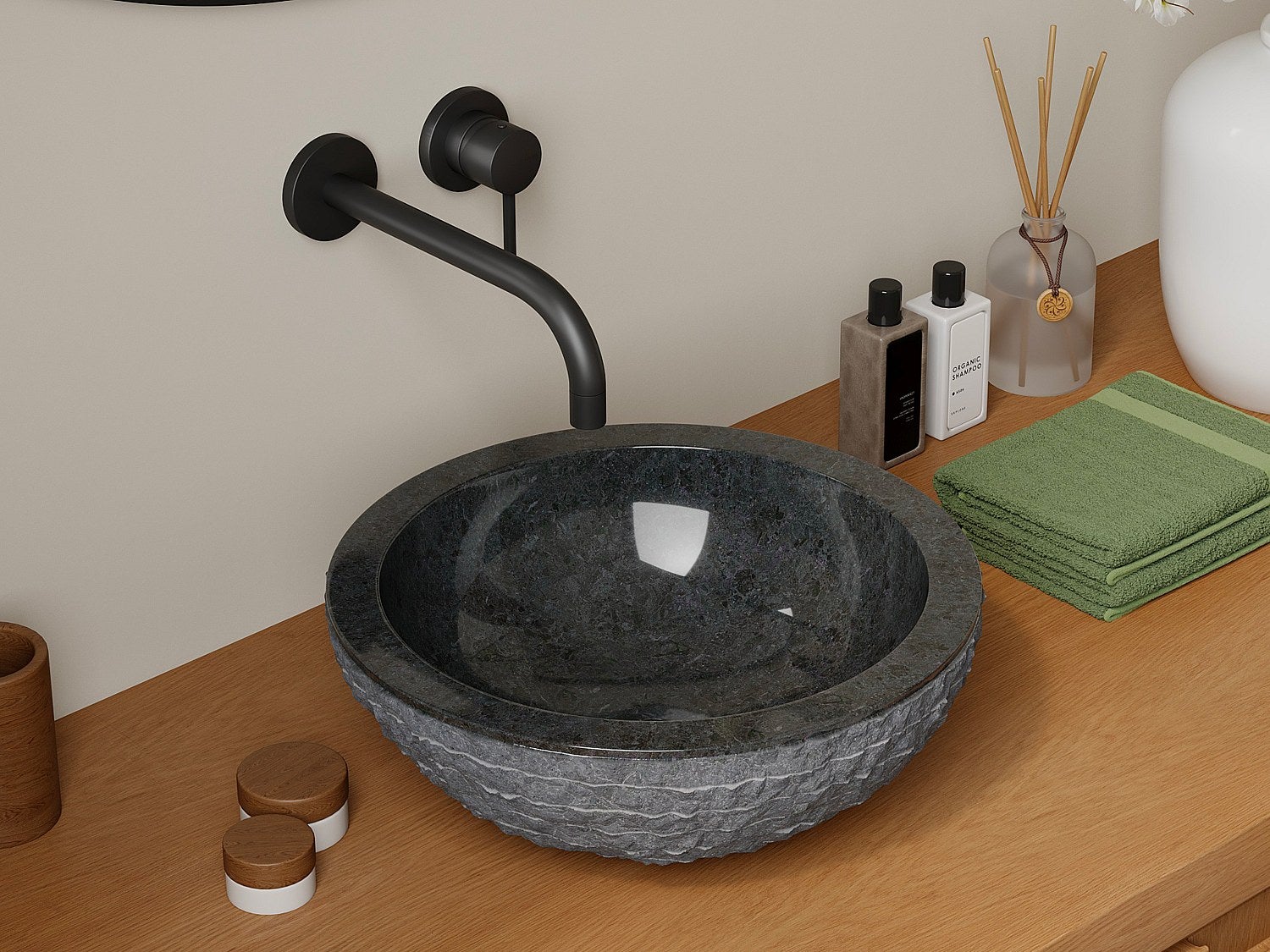 Marmurowa umywalka łazienkowa MUKI - Kolor szary