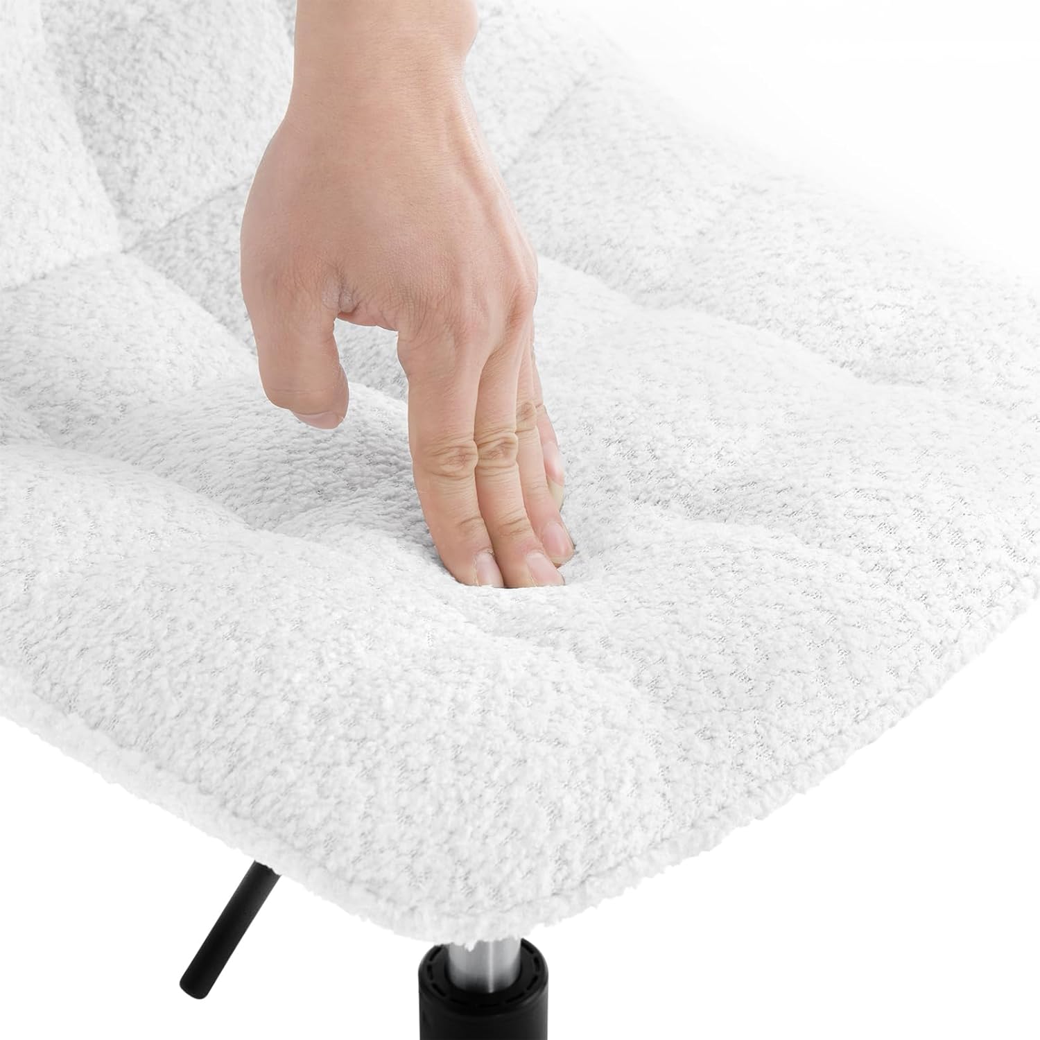 Tabouret de Maquillage WOLTU en Chenille + Métal, Tabouret de Cuisine, Chaise de Coiffeuse, Chaise de Salle à Manger Pivotante, Blanc - 7