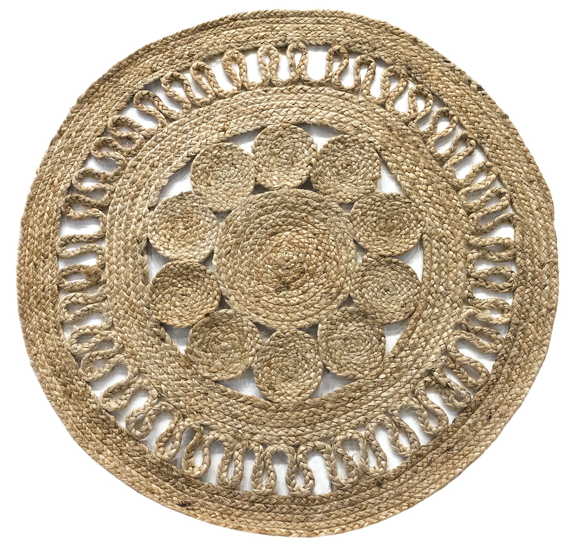 Tapete redondo ALHAMBRA NAZARÍ em juta natural 120x120 cm - Tapete para sala de estar, quarto e sala de jantar - 6