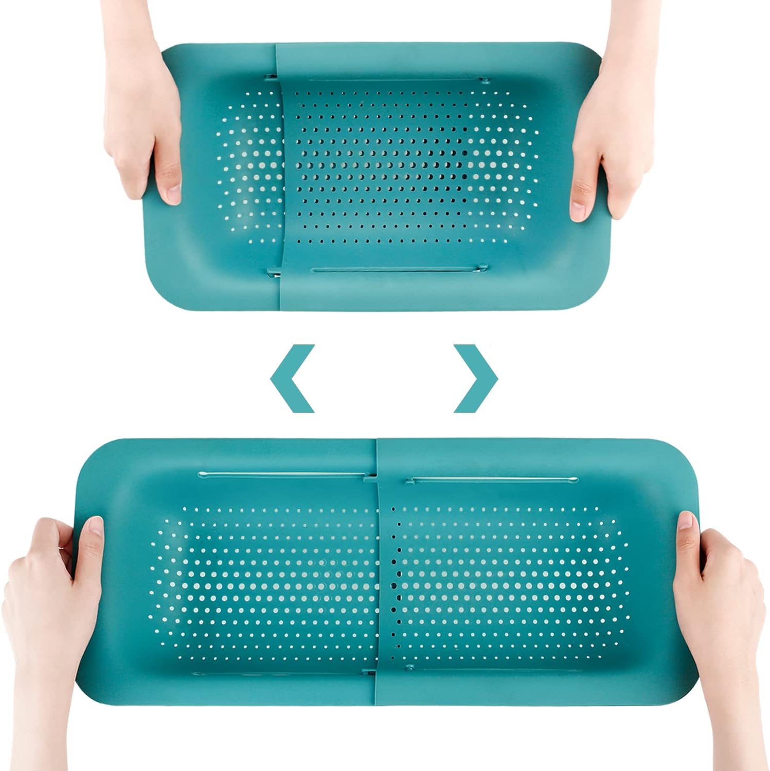 Tappetino Scolapiatti 2 Cestini Estensibili Per Lavello - Scolapasta Per Verdura, Frutta E Pasta, Regolabili Da 32 A 46 Cm Cestello Per Verdura Frutta