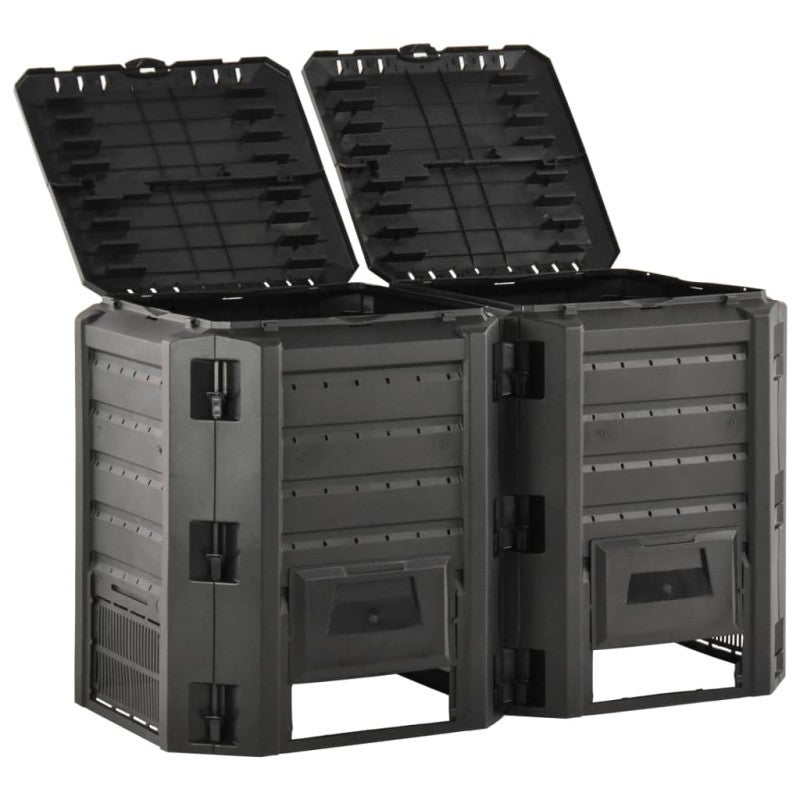 Compostiera da Giardino Nera 800 L vidaXL - 2