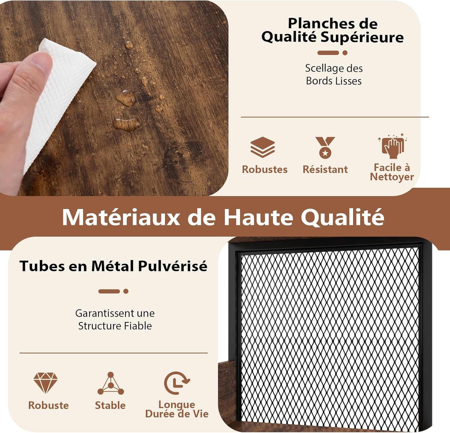 Meuble Platine Vinyle 3 Niveaux pour 300 Albums, Support de Tourne-disques avec3 Séparateurs Amovibles et Structure Métallique, Étagère Rangement - 5