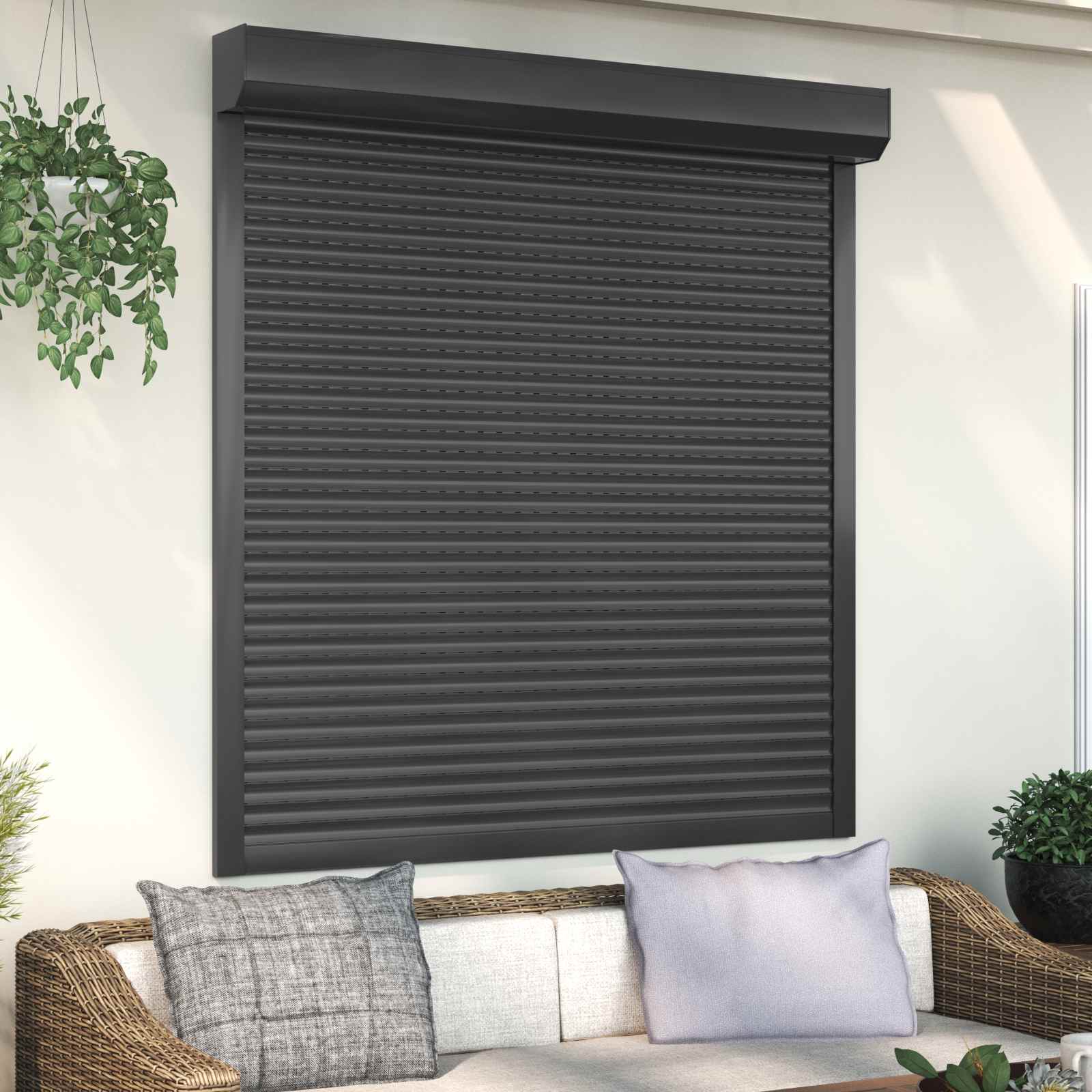 Un Store Roulant Store Roulant Anthracite 140 x 150 cm Aluminium et Polyuréthane | Leroy ...