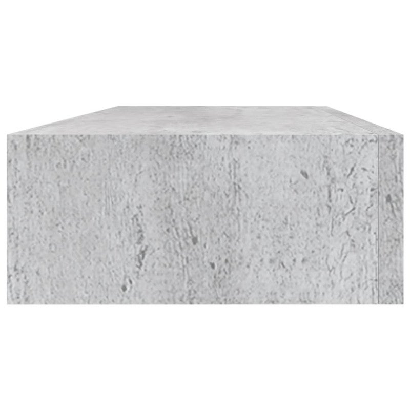 Étagère à tiroir murale Gris béton 60x23,5x10 cm MDF - 5