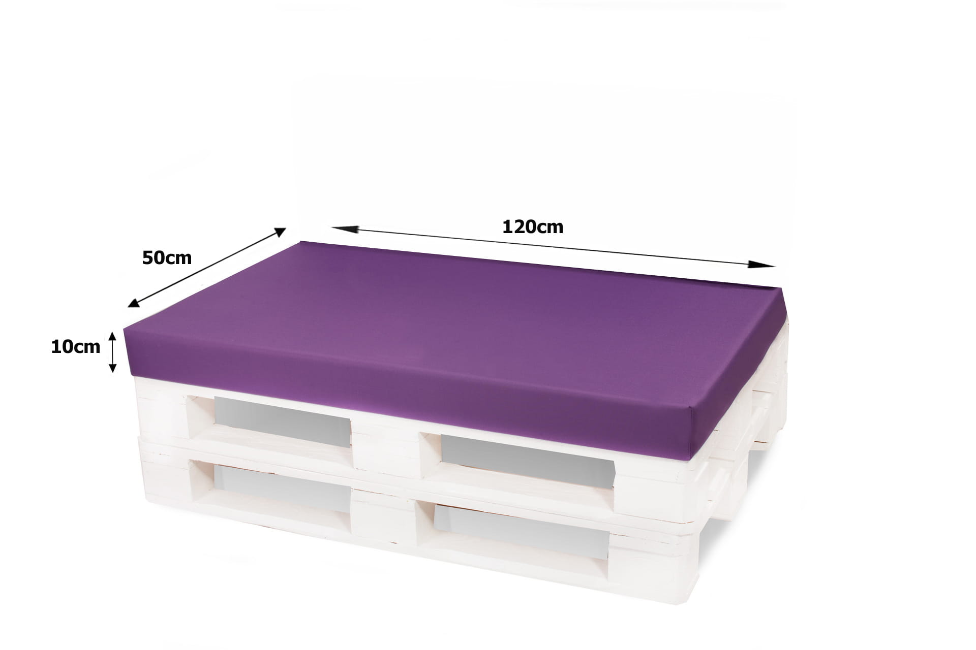 Set de coussins pour palettes 120x50 cm, housse d'assise amovible, coussins de dossier matelassés 120x50 cm Violet coussins confortables pour palettes - 2
