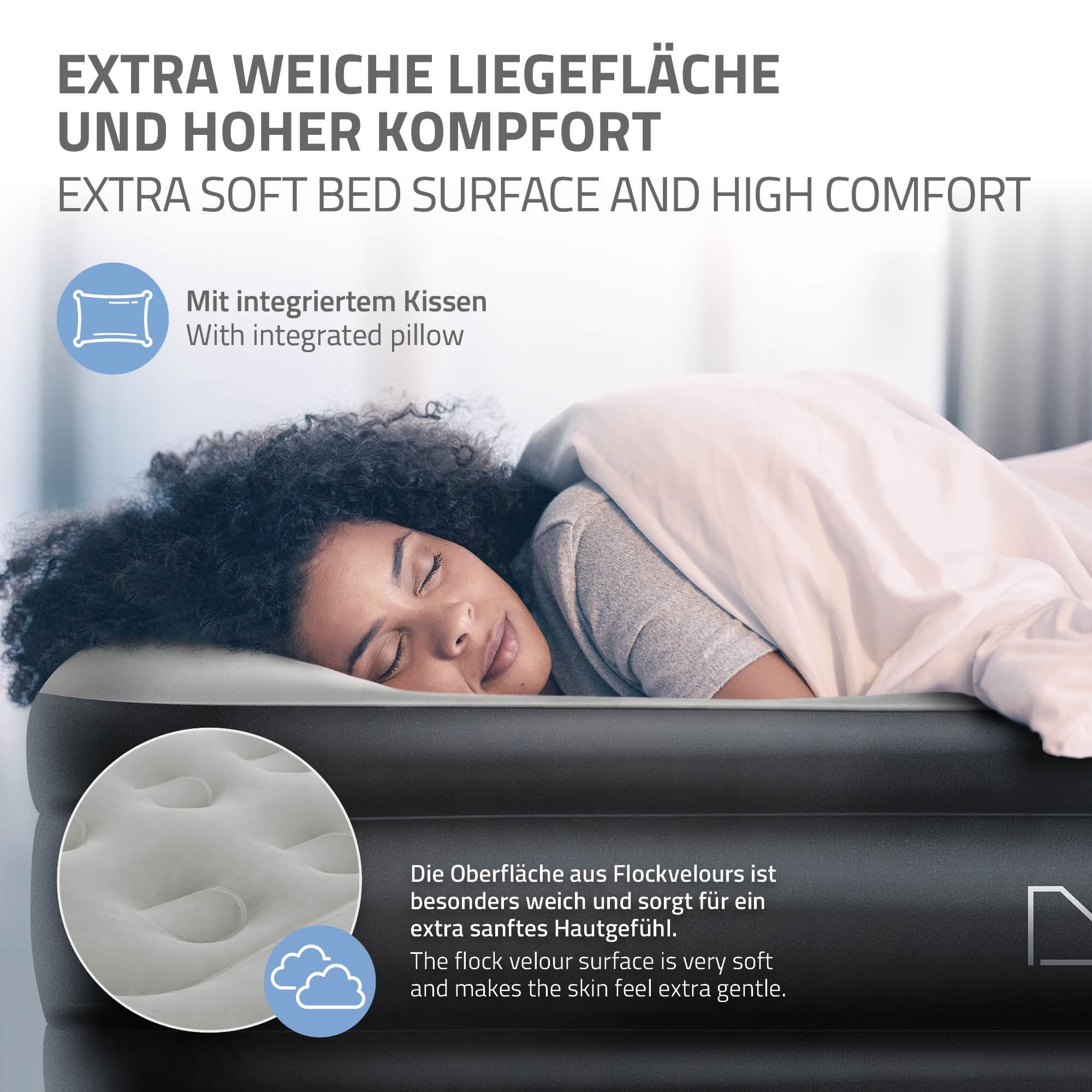 Matelas pneumatique 2 personnes 203 x 157 x 47 cm gris autogonflant avec pompe à air électrique et sac de transport imperméable fond antidérapant - 3
