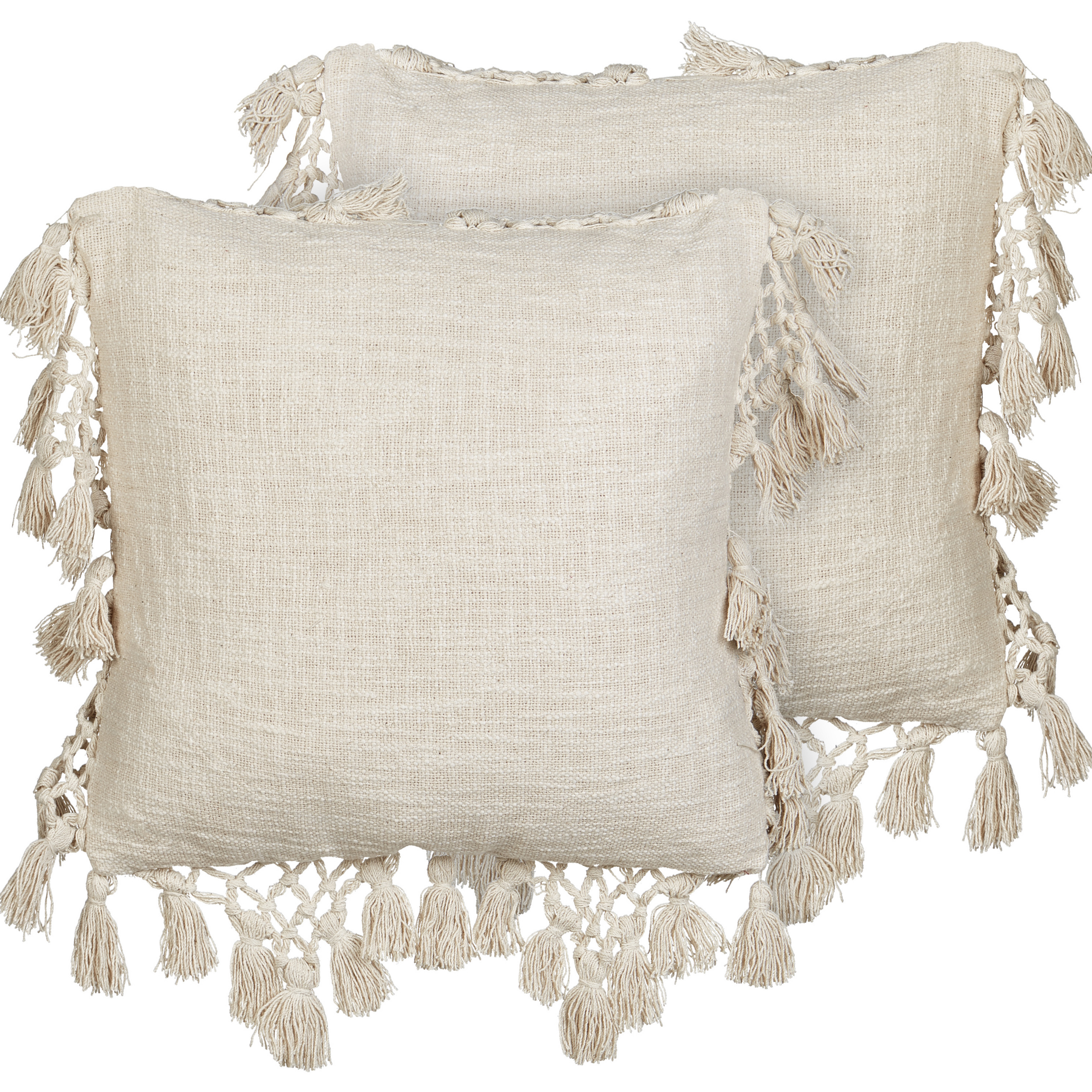 Beliani conjunto de 2 cojines olearia algodón 45 x 45 cm liso beige