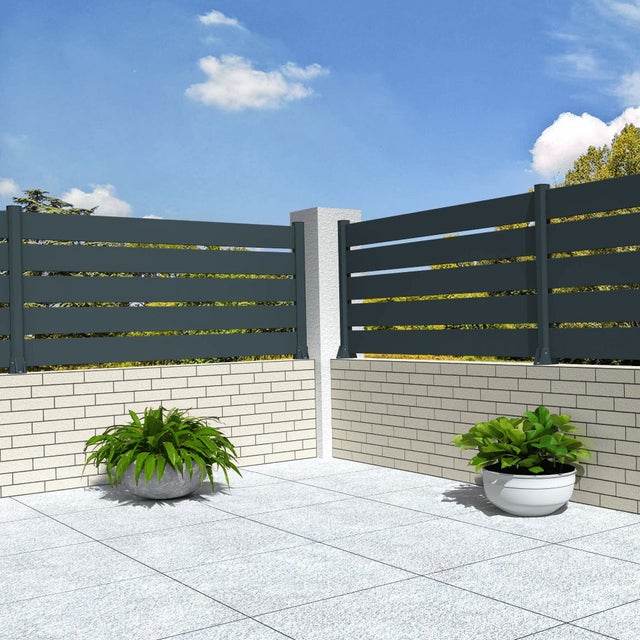 Recinzione ranch a pannelli aperti (Grigio antracite - L 1911 x H 915 mm - 5 doghe)
