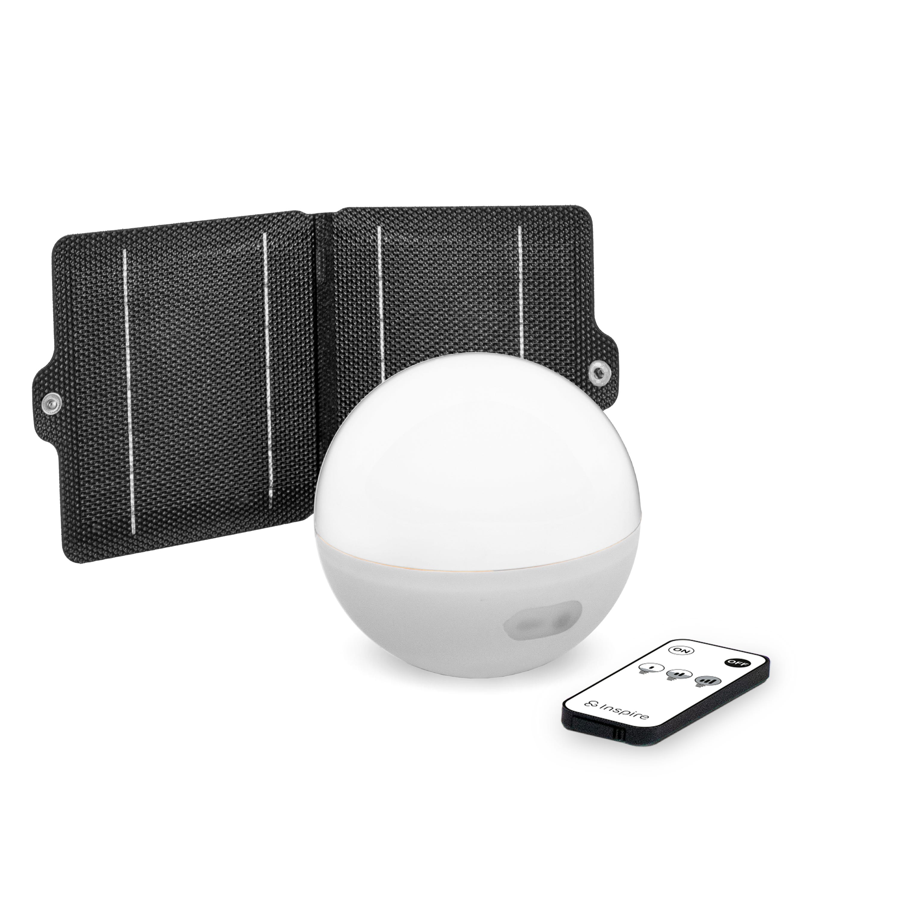 Solarna i ładowalna lampa zewnętrzna CASPE - 1300 LM ściemniana za pomocą pilota - Ciepła biel 3000K - IP54 - INSPIRE