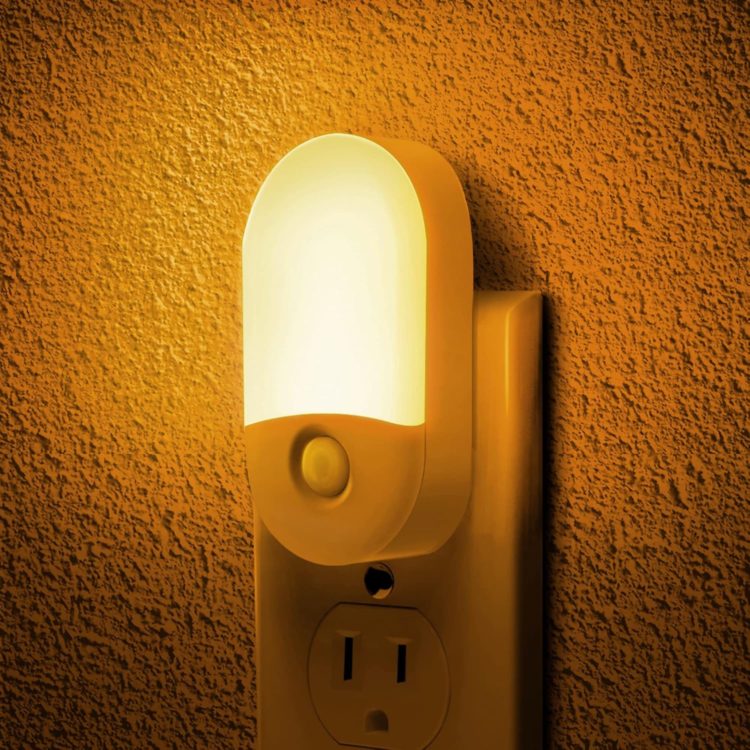 Bursztynowa lampka nocna - z czujnikiem, regulowana jasność, odpowiednia na stoliki nocne, korytarze itp., 1 sztuka.