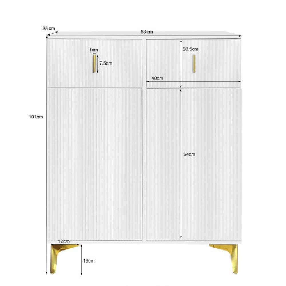 Meuble d'appoint élégant avec étagères réglables, décorations dorées et tiroirs push-to-open. - 4