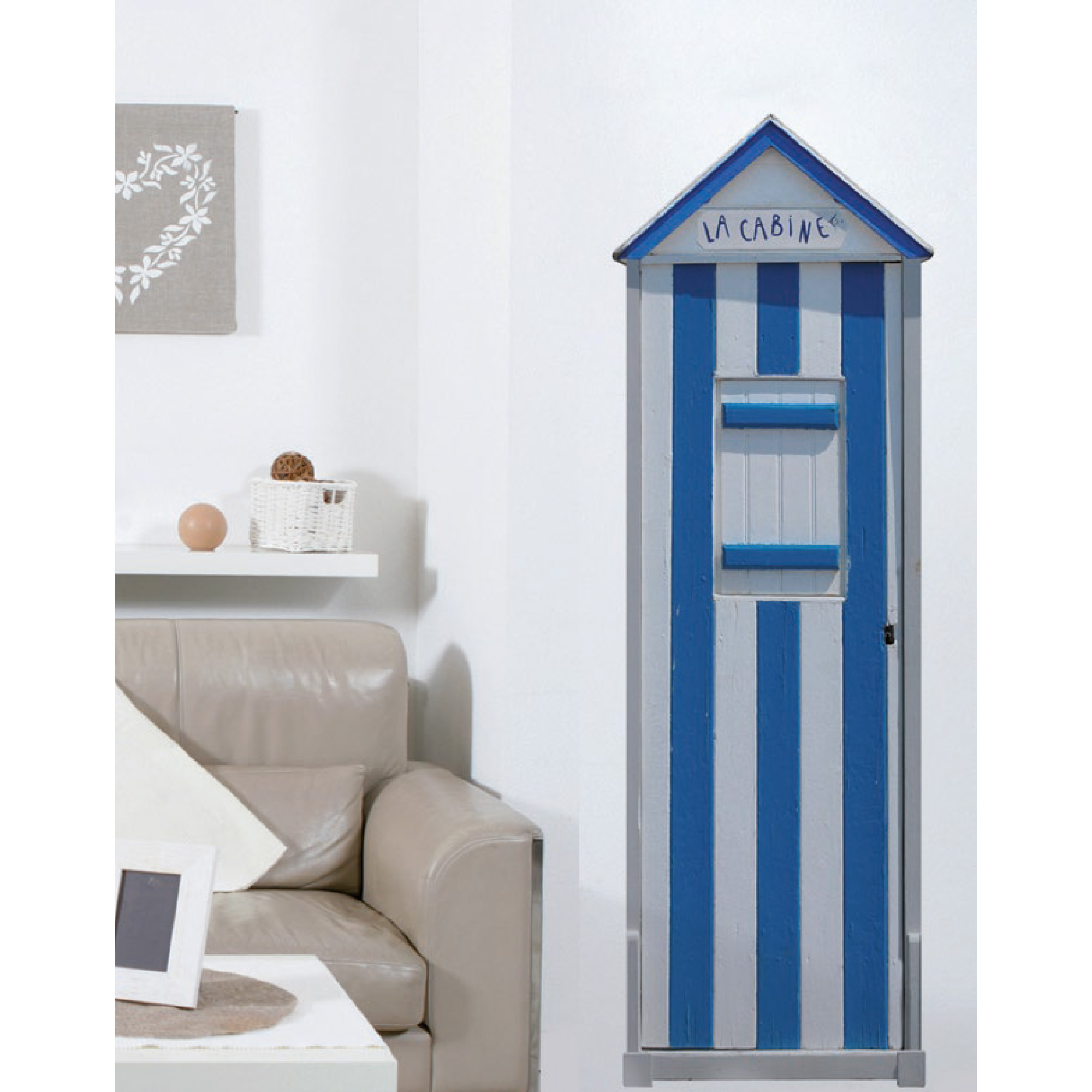 Pegatina decorativa pegatina trompe l'oeil, foto de una cabaña de playa azul, gran formato, 172 cm x 50 cm