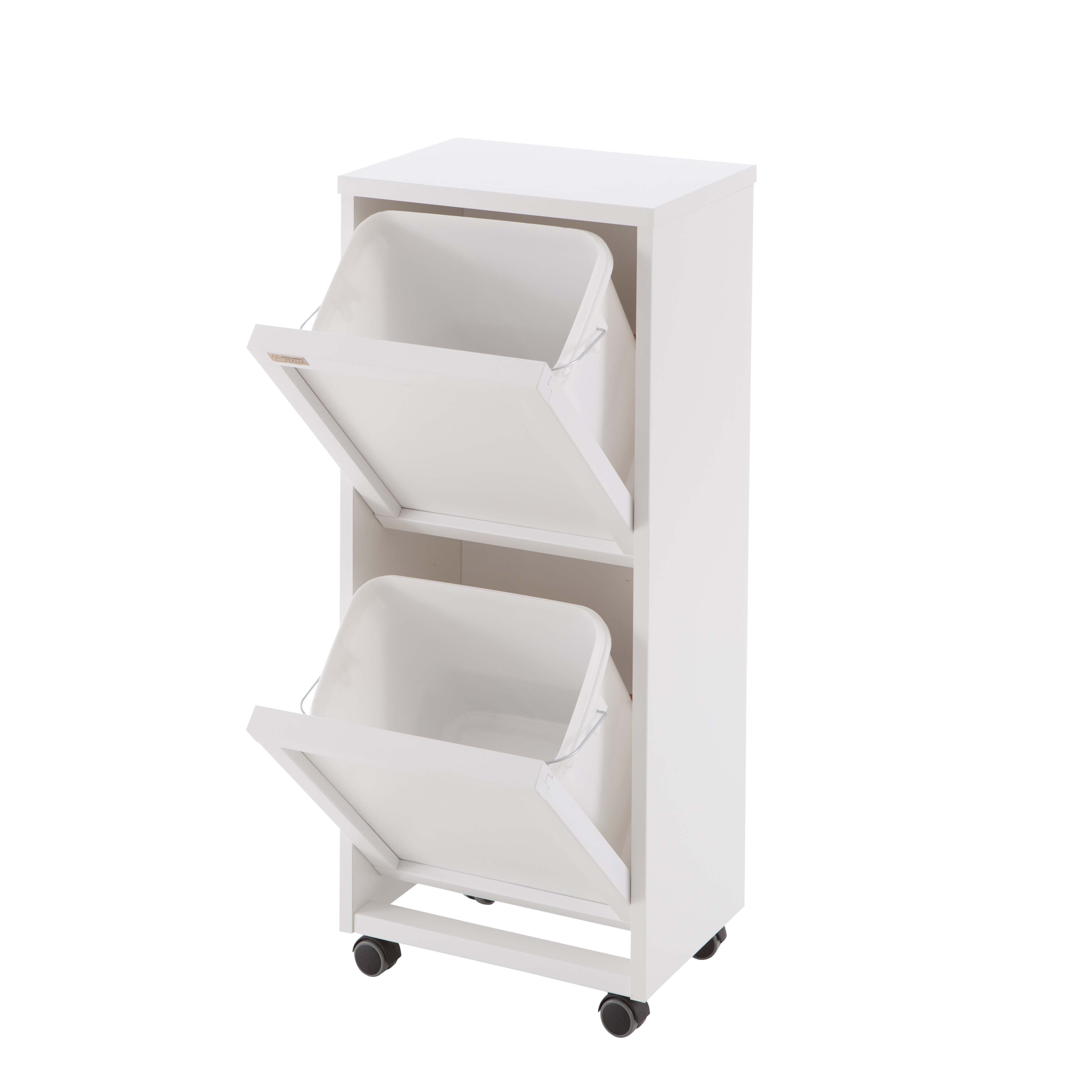 ARIT - Rangement Madeira 2, armoire de tri, 2 poubelles amovibles de 12 l - couleur blanche - 3