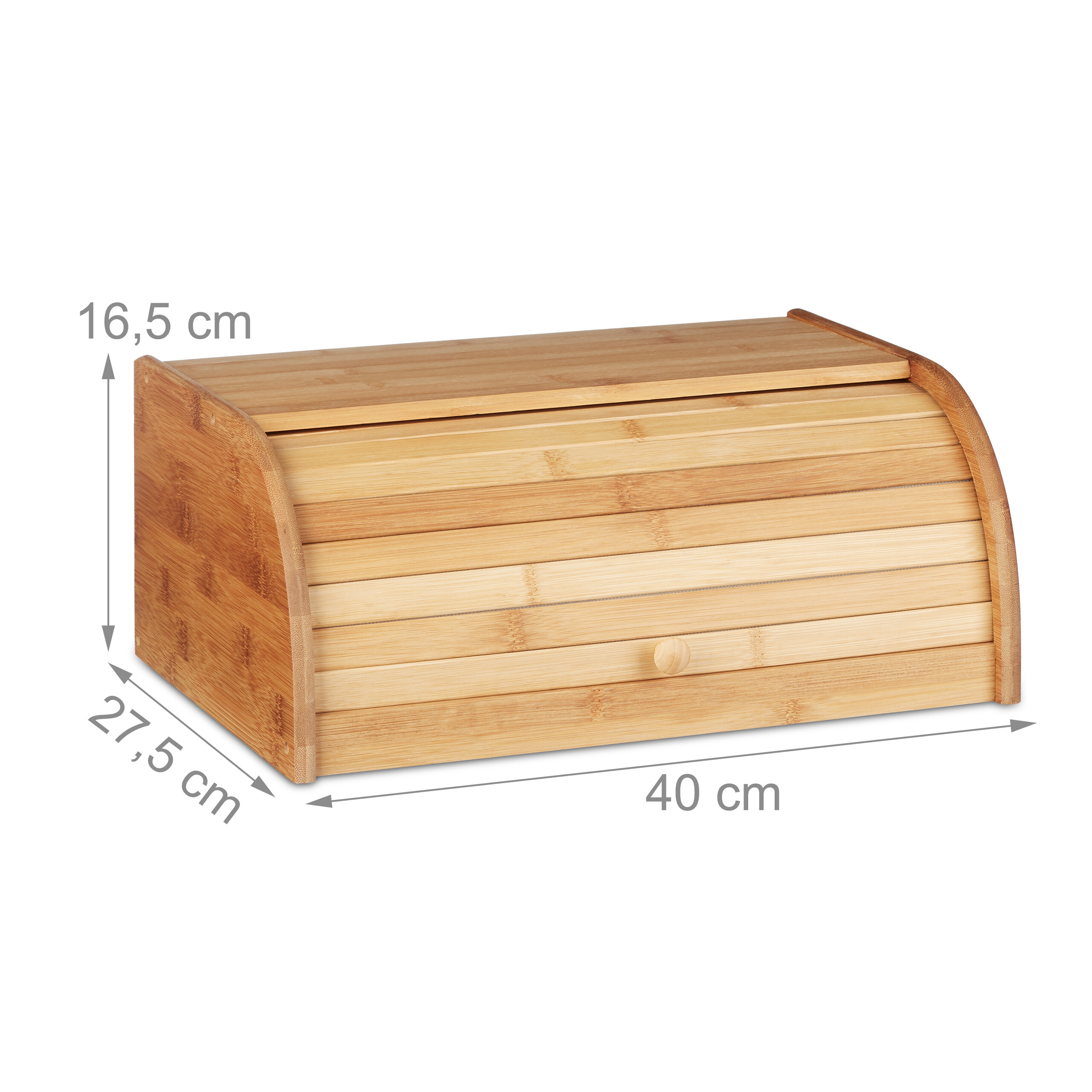 Panera de bambú, tapa deslizante, caja de pan de madera, 16,5 x 40 x 27,5 cm, abatible, marrón natural, Relaxdays - 4
