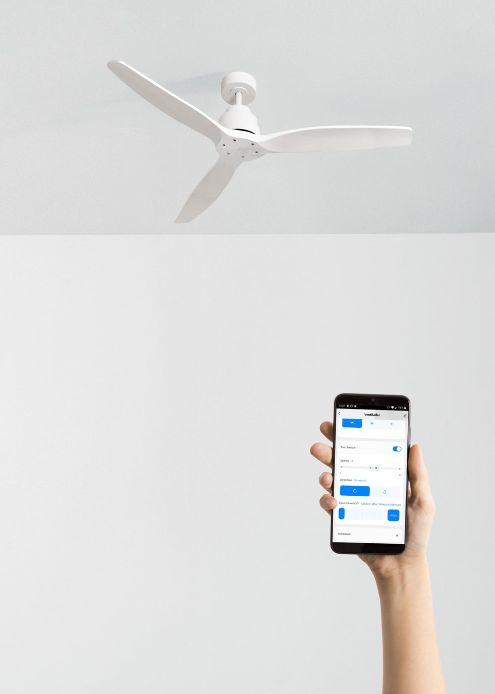 WINDSTYLANCE DC - Ventilateur de Plafond 40W Silencieux Ø132 cm - Sans lumière et avec WIFI + télécommande - 2