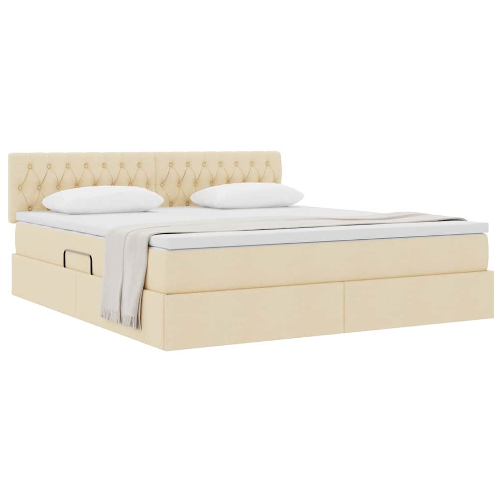 Lit avec rangement et matelas crème 180 x 200 cm velours - 3