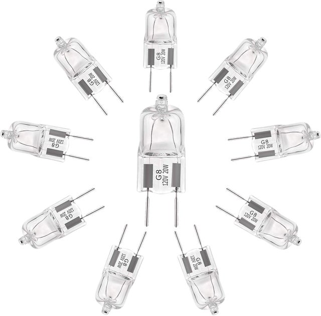 Ampoule halogène G8 20 W 120 V pour éclairage sous meuble, 2 broches (lot de 10)