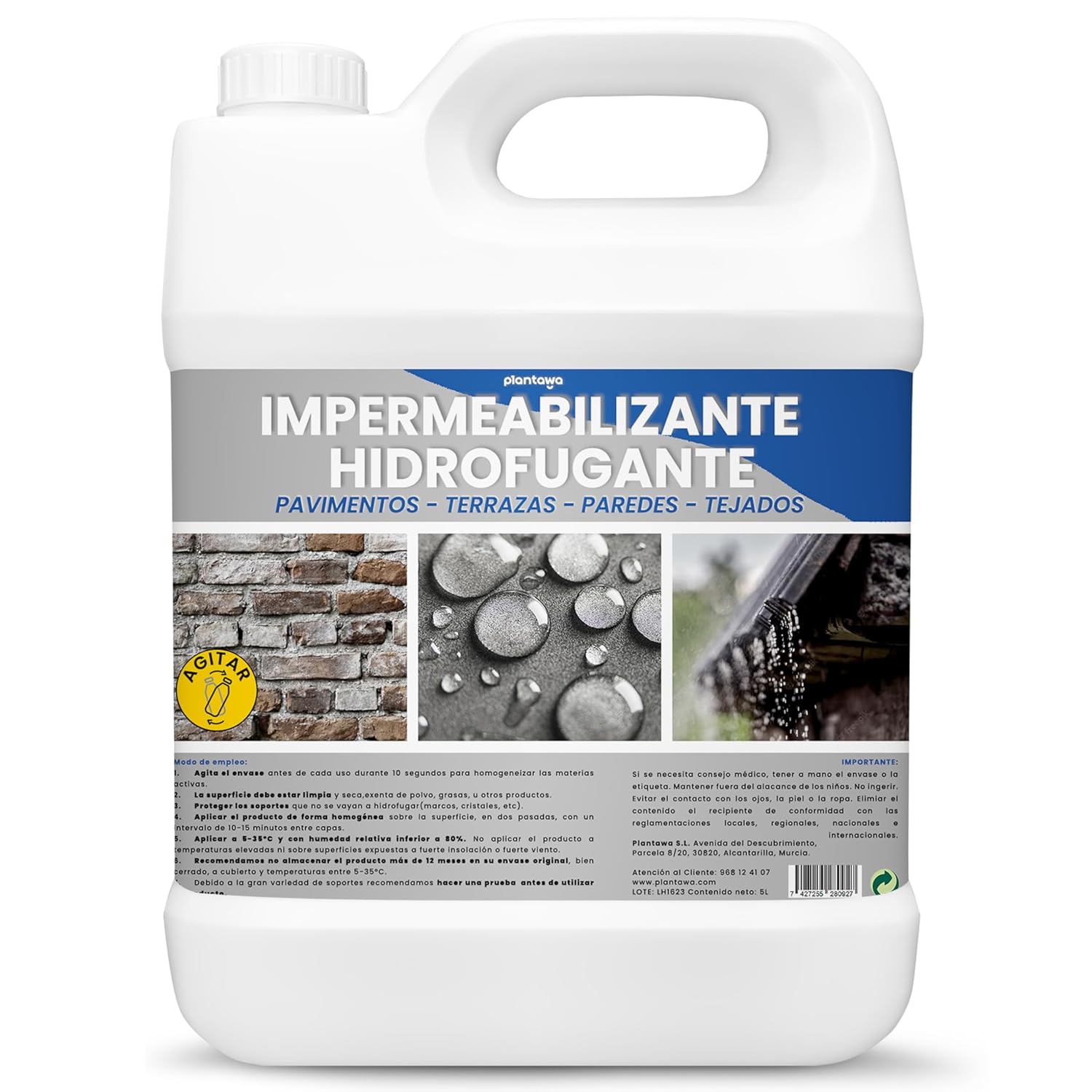 PLANTAWA Imperméabilisant Transparent 5L | Hydrofuge Invisible, Ne ...