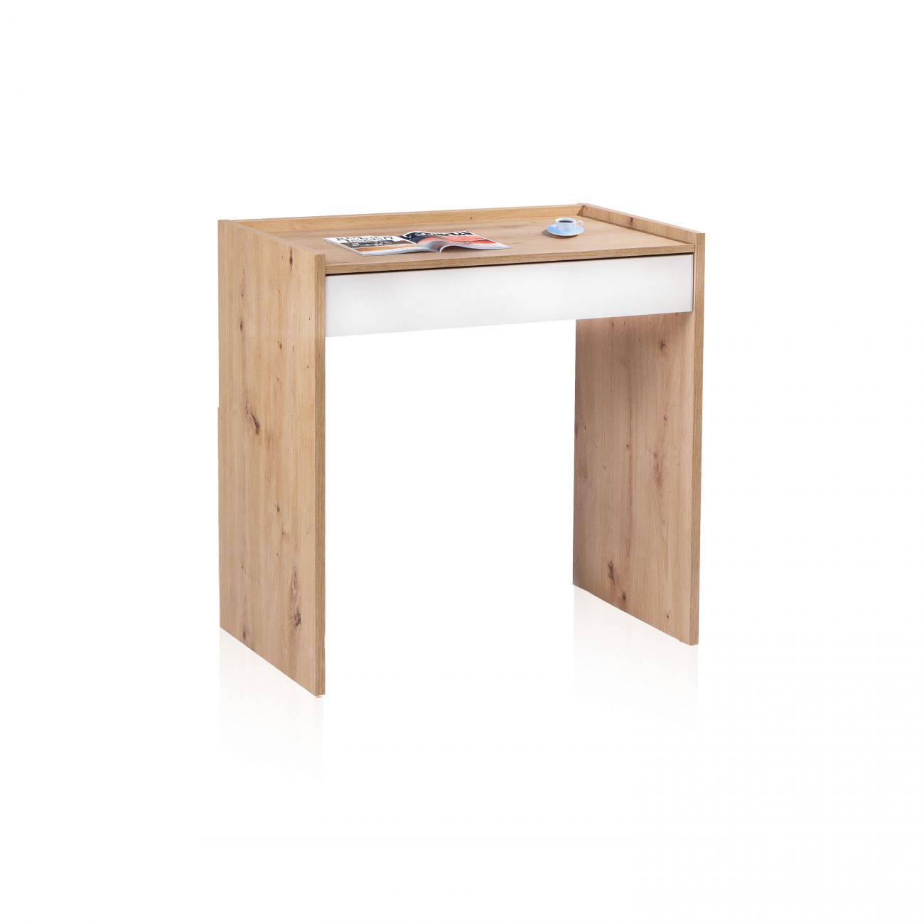 Mesa Despacho Oficina Estil Con 1 Buck Color Blanco Y Roble Canadian
