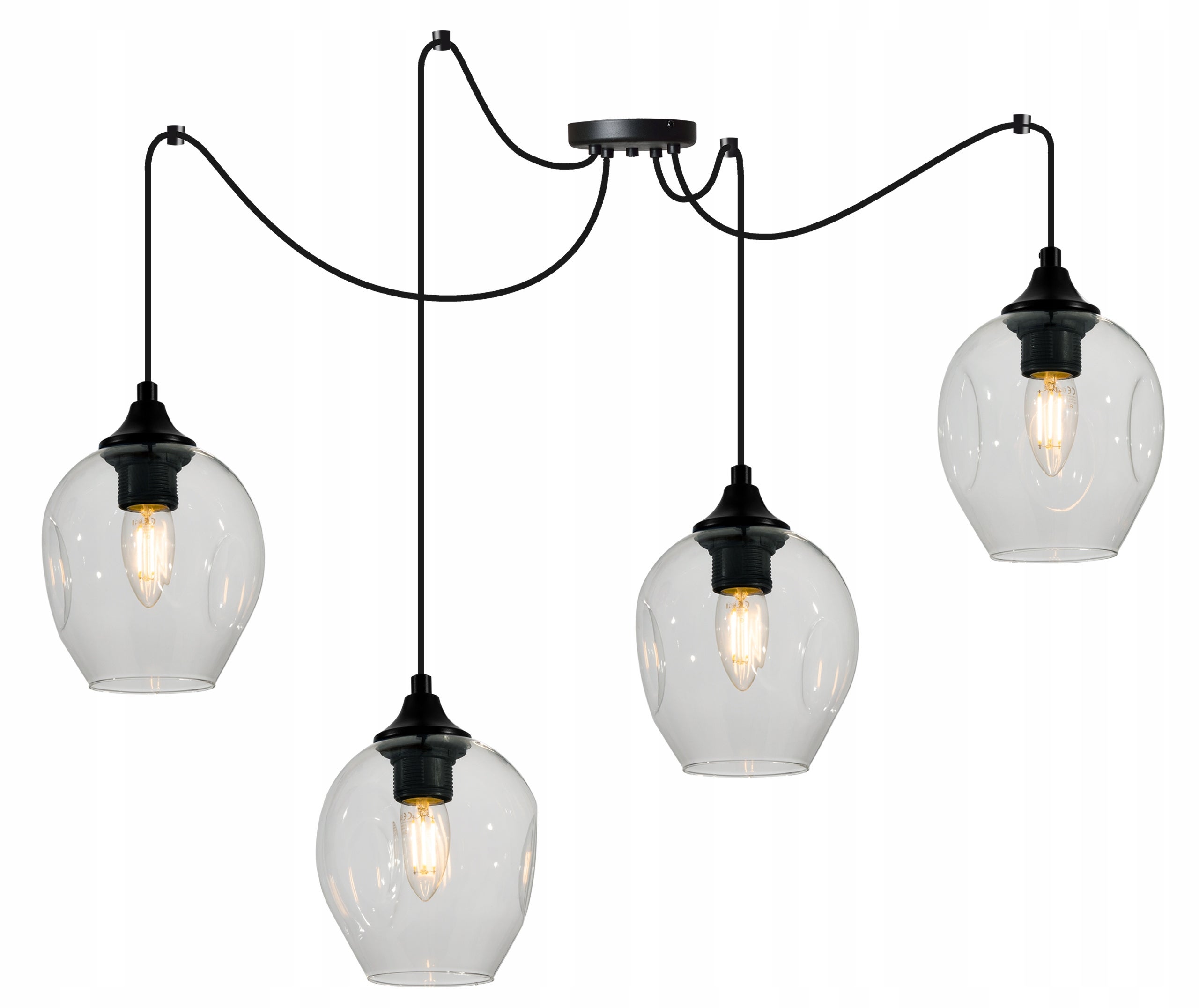 Lampa sufitowa wisząca Spider Praga loft 4xE27 abażur kulisty transparentny Light Home LH