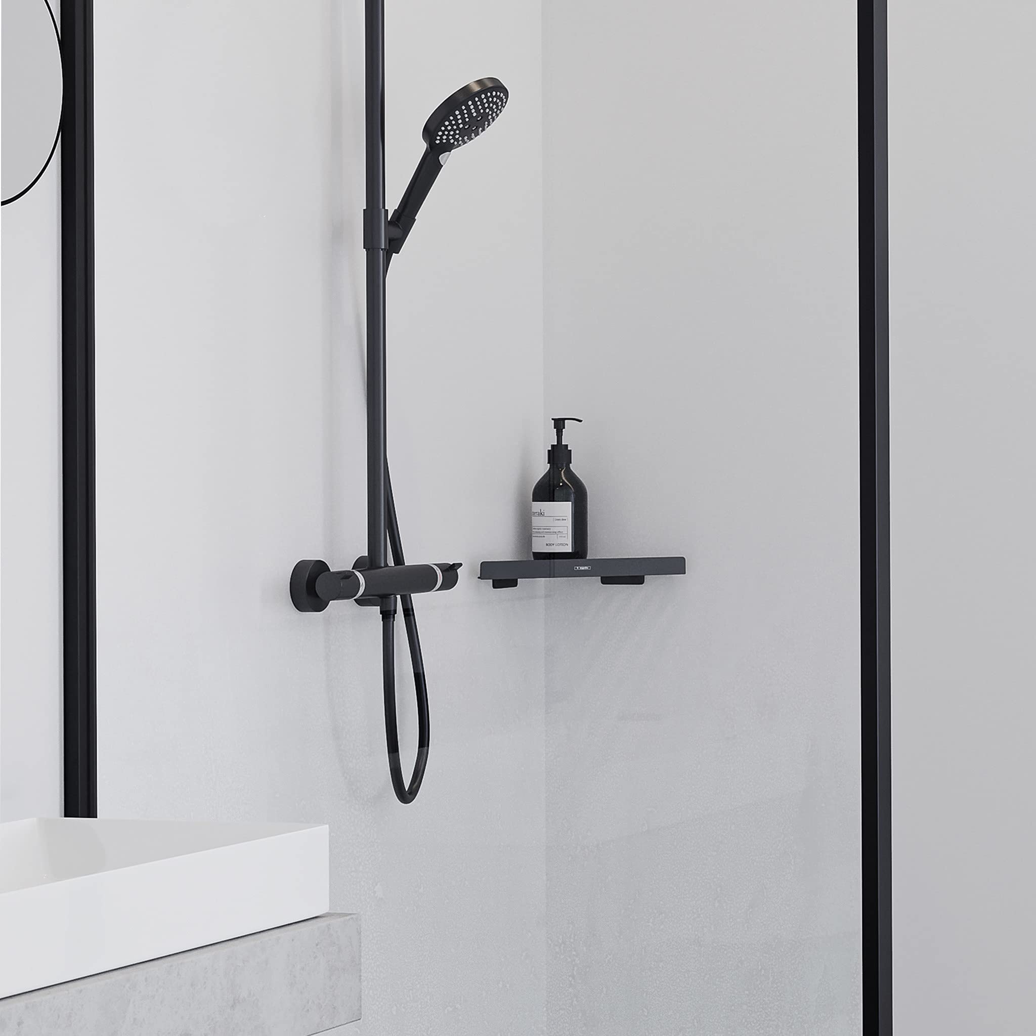 HANSGROHE Tablette d'angle noir mat AddStoris - 8