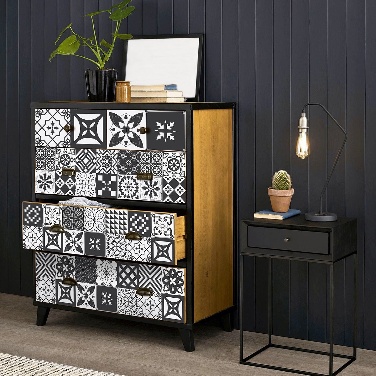 60 vinilos baldosa de cemento muebles lilianica - adhesivo de pared - revestimiento sticker mural decorativo - 60stickers20x20cm