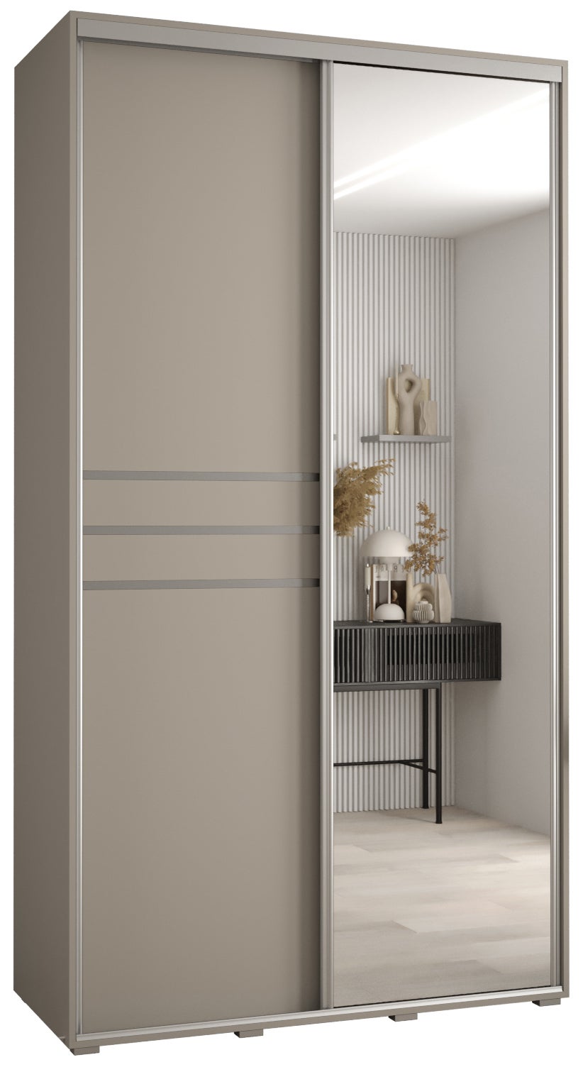 Szafa przesuwna z lustrem wysoka Dakota 11 140 x 60 x 235,2 cm kaszmir + u. Srebrny - Abiks Meble