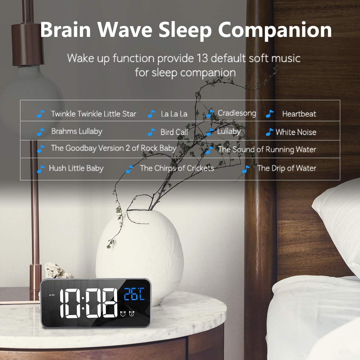 Réveil numérique, réveil LED avec fonction snooze, chargement USB (argent) - 3