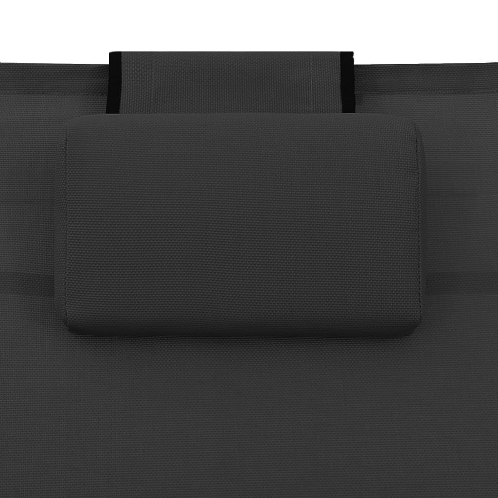 Chaise longue Textilène et aluminium Noir 2 - 6
