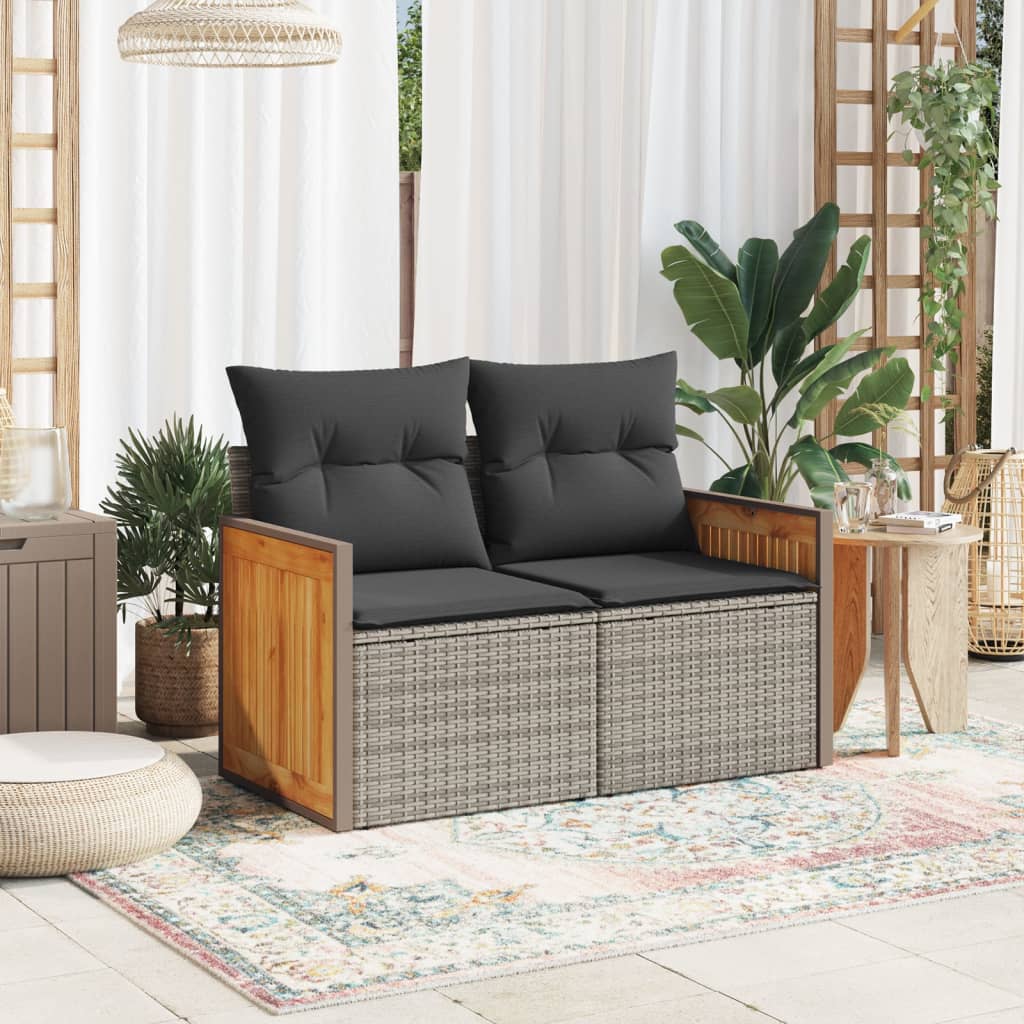Salon bas de jardin en Rattan synthétique Gris 2 personnes - 4