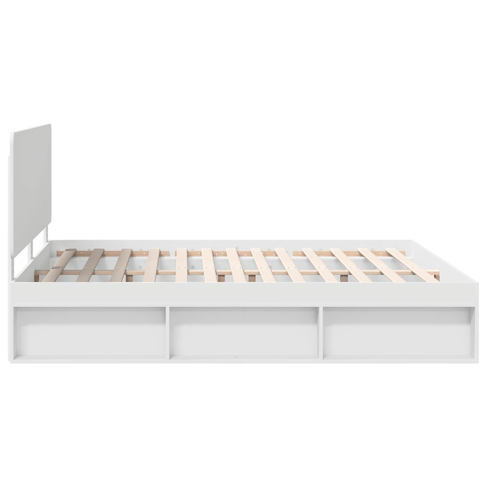 Cadre de lit blanc 200 x 200 cm en bois de pin massif - 8