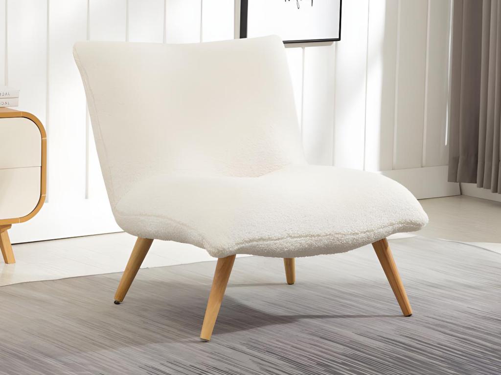 Fauteuil en tissu sherpa effet peau de mouton PEPITA Blanc Leroy Merlin