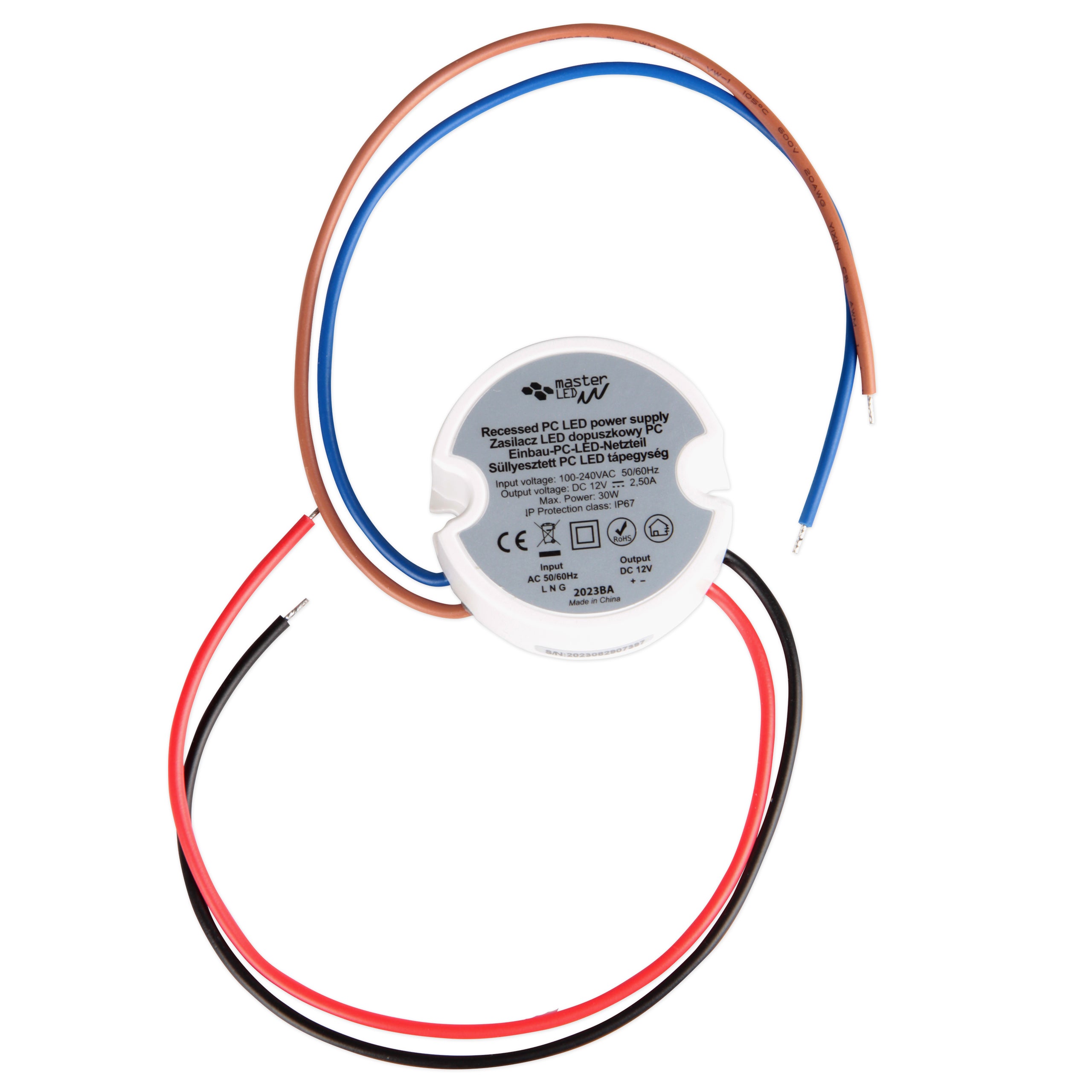 Zasilacz LED dopuszkowy hermetyczny 25W 12V 2A IP67 PC MasterLED