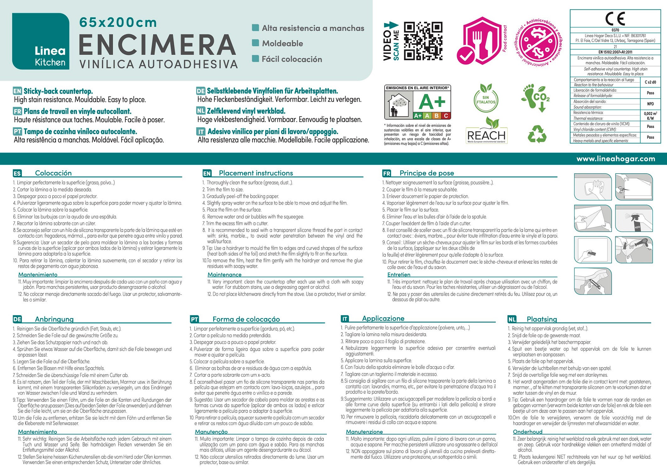 TRITON: Vinyle adhésif pour plan de travail de cuisine et salle de bain. Résistant aux taches. Imperméable. Facile à poser et à nettoyer. 0,65x2m - 11