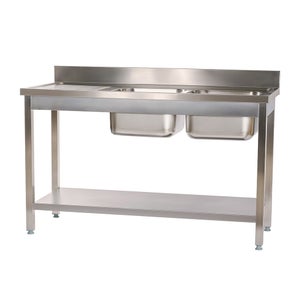 Lavello 2 Vasche Acciaio Inox 120x50cm | Con Gocciolatoio Destro | Mondy | Da Appoggio - Foto 4