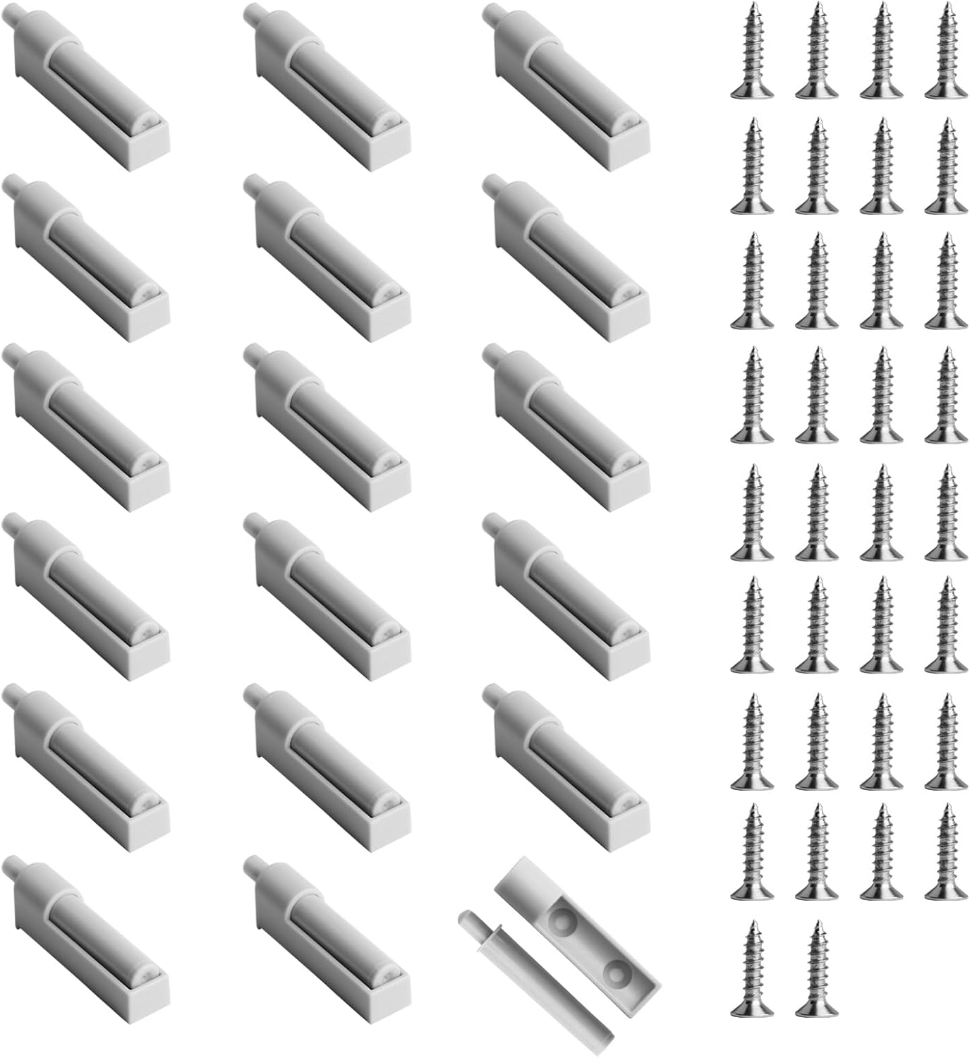 4-częściowy niewidoczny mechanizm odbojowy do drzwi szafek typu push-to-open, adapter do zamykania ułatwiający montaż, kompaktowa konstrukcja, kolor