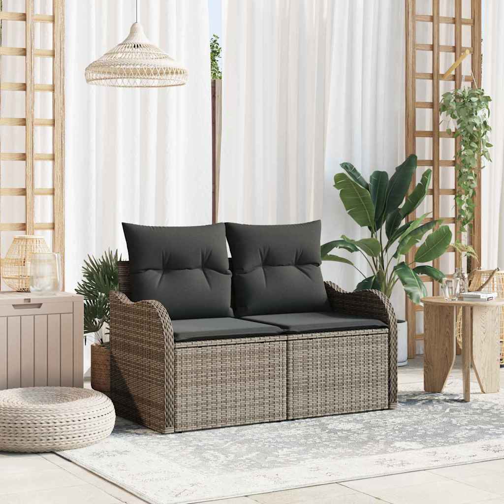 Sofa Ogrodowa z poduszką Szary 121 x 62 x 69cm polirattan vidaXL