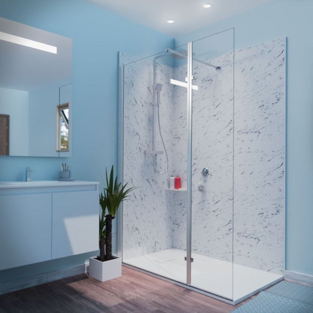 Paroi de douche italienne 90+40 x 200cm CALYPSO verre 8 mm avec volet pivotant