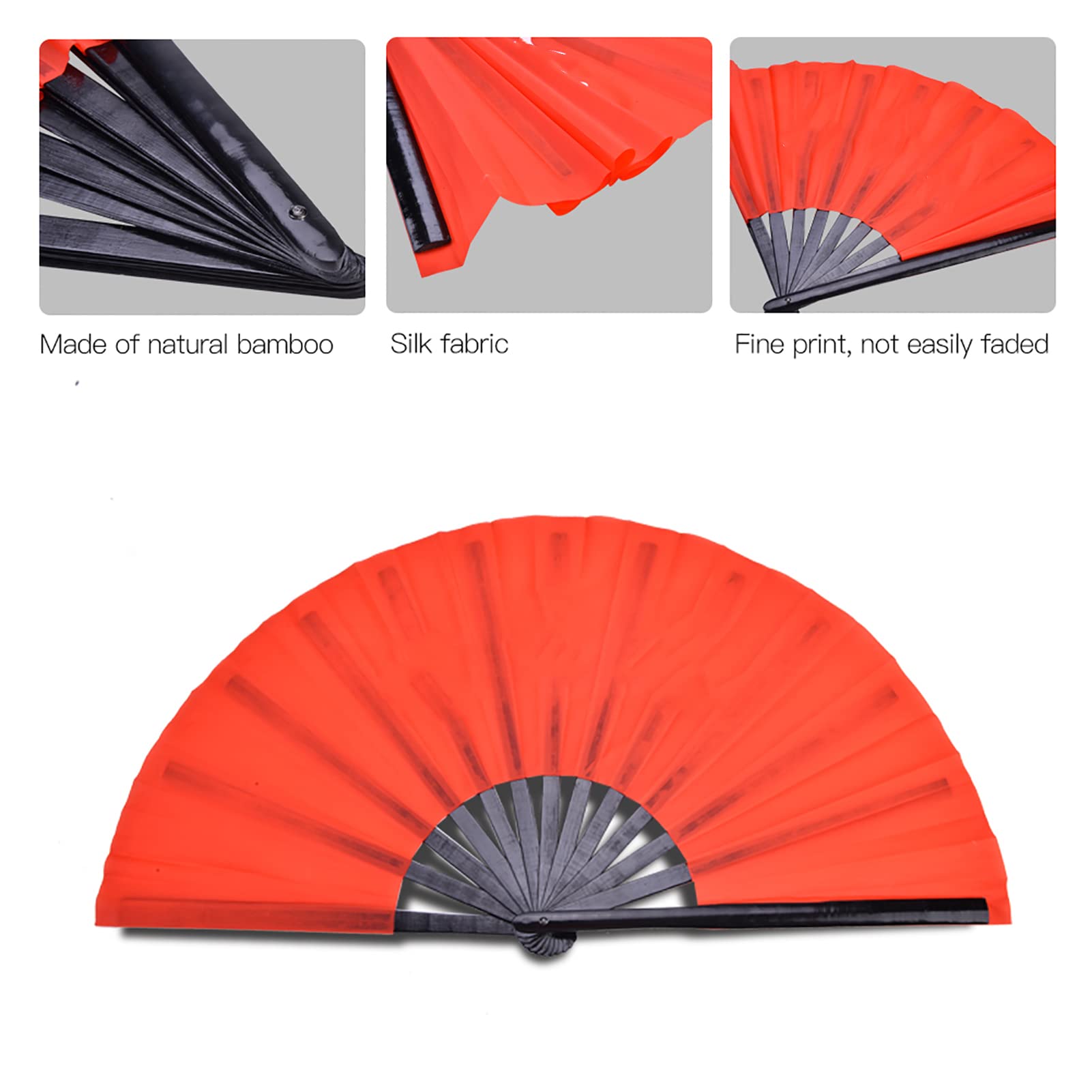 TSKDKIT 2 Ventagli Pieghevoli Cinesi In Tessuto Seta 43cm – Per Danze, Feste, Matrimoni, Decorazioni Fai Da Te, Tai Chi - 4