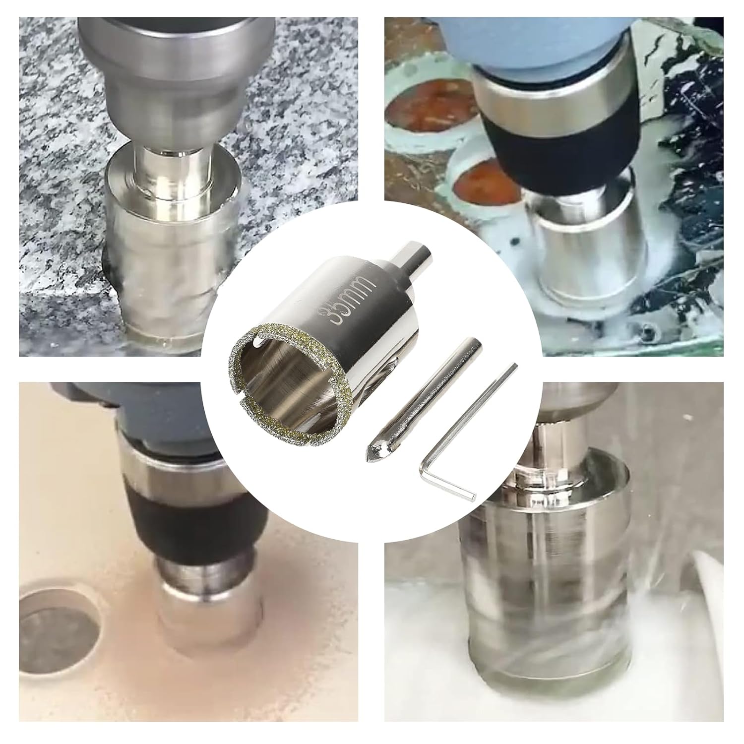 Sega a tazza diamantata da 35 mm, punta da trapano per piastrelle, ceramica, pietra e vetro, strumento preciso per il taglio di materiali duri - 4