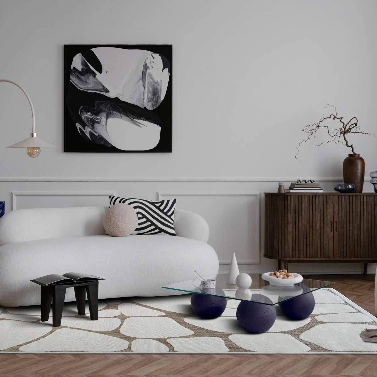 Tappeto moderno con motivo iceberg in rilievo crema 80x200 - 5