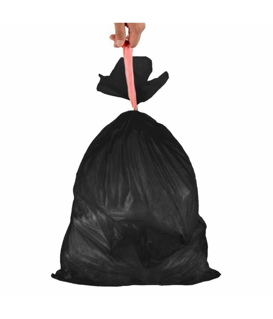 Trade Shop - 7 X Rotoli Sacchetti Buste Spazzatura 40lt 55x65cm Chiusura Laccetto Nero 105pz - - 5